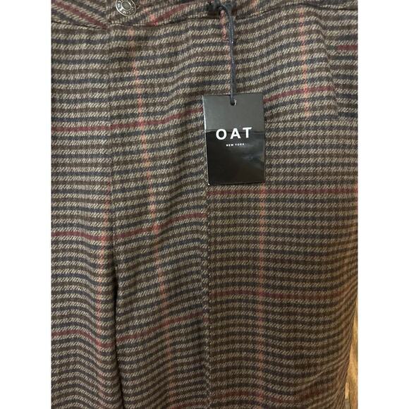 Oat NY Glen Plaid cuffed  neutral business casual academia trouser pant  NWT - Picture 6 of 9
